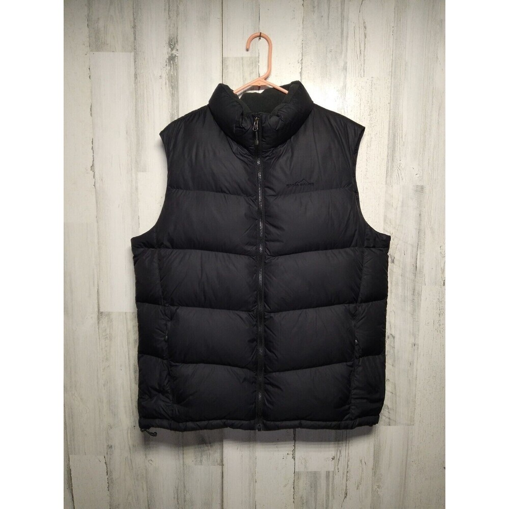Eddie Bauer Goose Down Puffer Vest Men's LT Large Tall Black Thermal Insulated